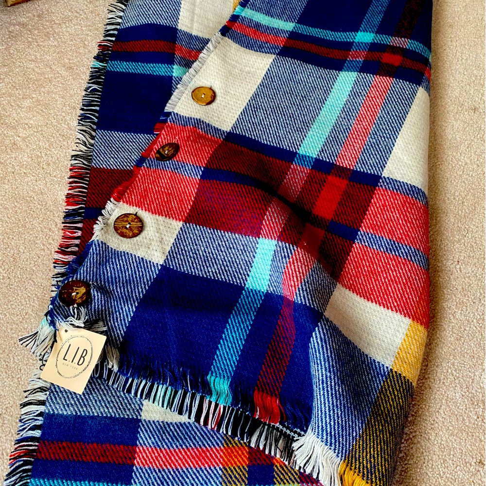 Multi Color Button Poncho
